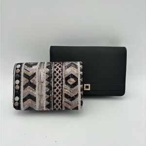 Black and Patterned Women's Clutches Set of 2